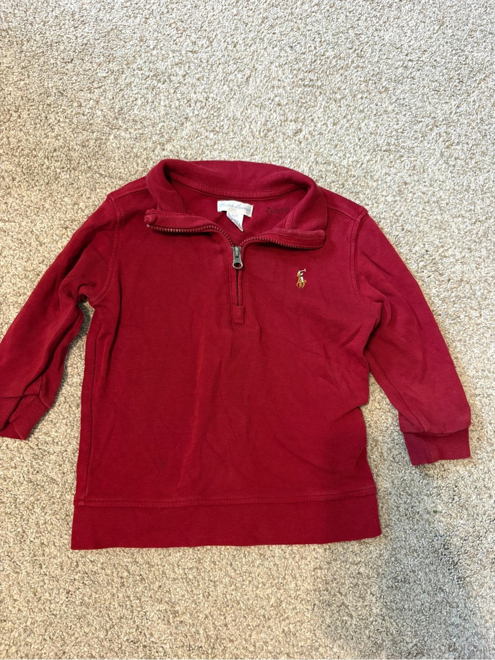 Ralph Lauren Baby Quarter Zip Sweater Red 24 m colourful pony unisex holiday